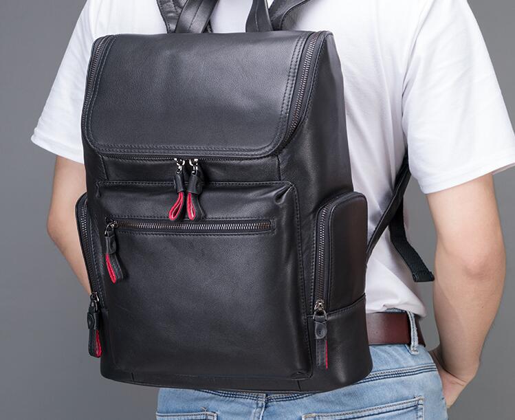 Large Black Leather Backpack Bag