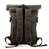 Sac à Dos Toile &amp; Cuir Gris, Vert