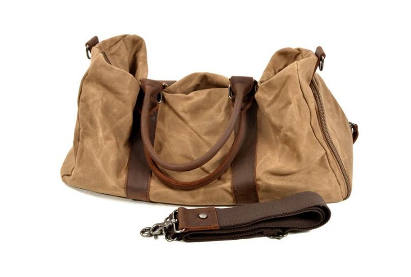 canvas travel bags for men Large Waxed Bag Men,Genuine Leather Canvas Duffel Bag,Gym Bag-i7bags Featuring a spacious main compartment Womens Leather Waxed Canvas Travel