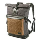 Canvas & Leather Backpack Bag Grey, Green