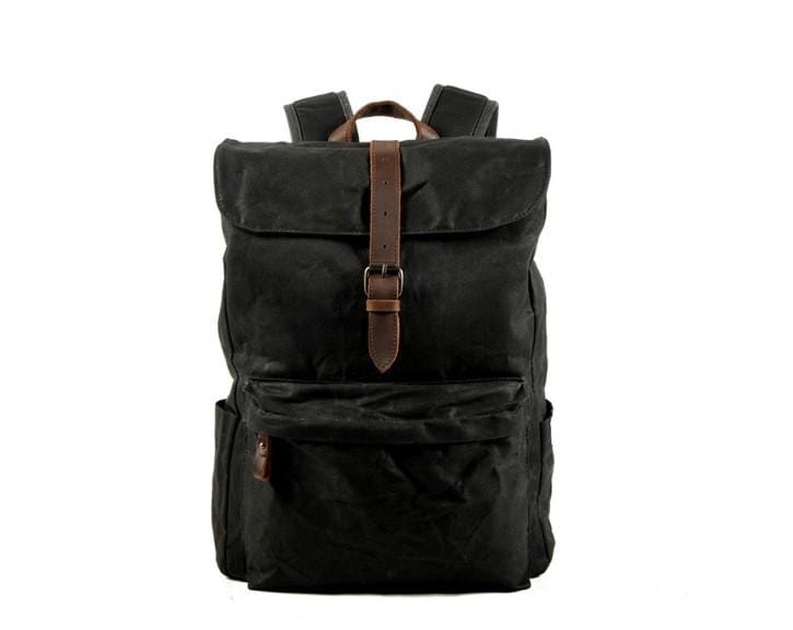 cheap black leather canvas backpack Canvas Convertible Backpack Rucksack in Black or Brown