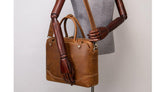 Brown Mens Vintage Leather Messenger Briefcase Bag