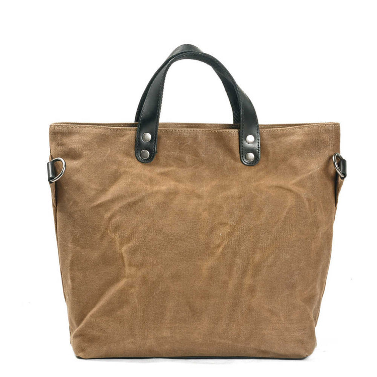 Mens Canvas Leather Tote Bag 