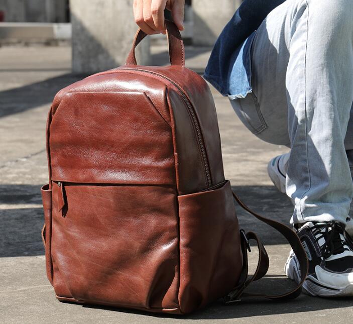 Men's Luxury Brown Leather Backpack