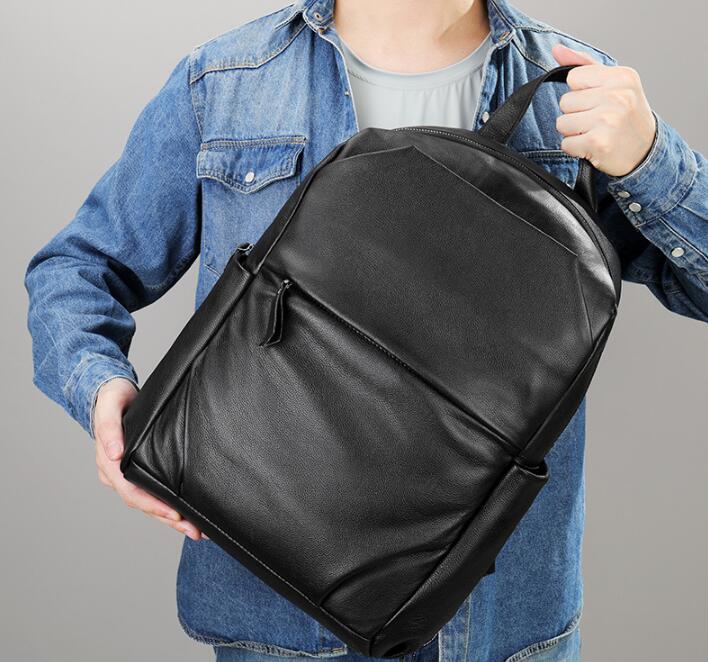 Luxury Black Leather Backpack Bag For Men