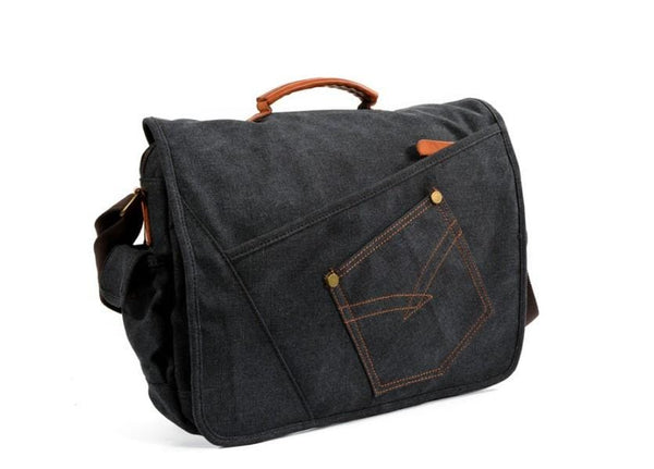 denim canvas messenger bag