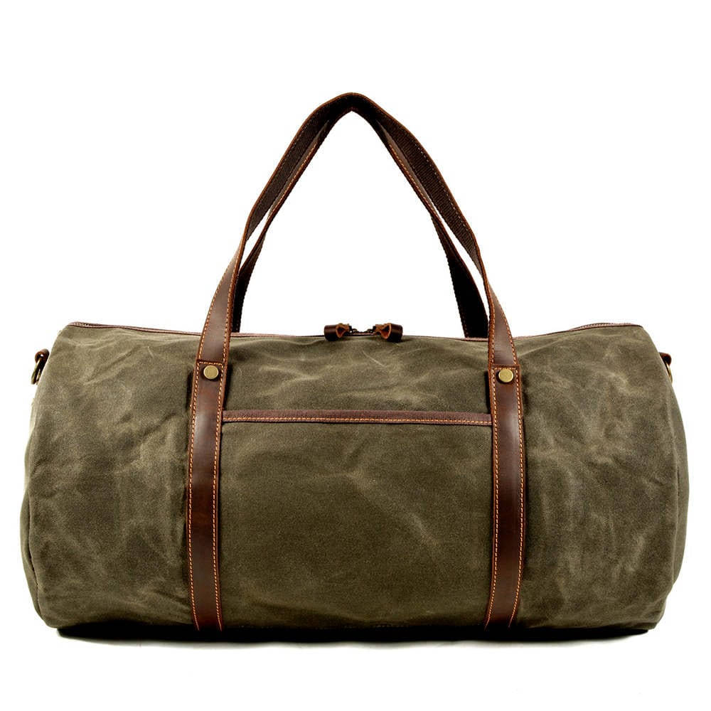 men's canvas travel duffle bag Canvas duffel bag grey brown green and black – LeatherNeo