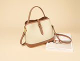 Mischfarbe Damen Leder Tote Crossbody Handtasche