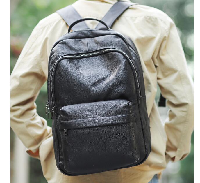 black genuine leather backpack purse Laptop black leather backpack bag