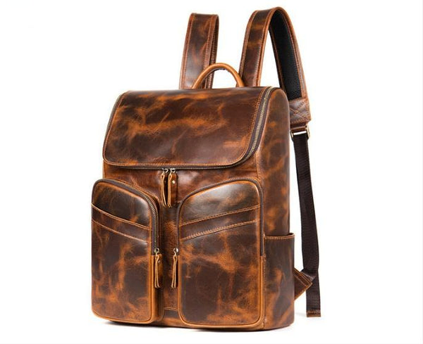 Women's Vintage Brown Leather Backpack Purse - LeatherNeo