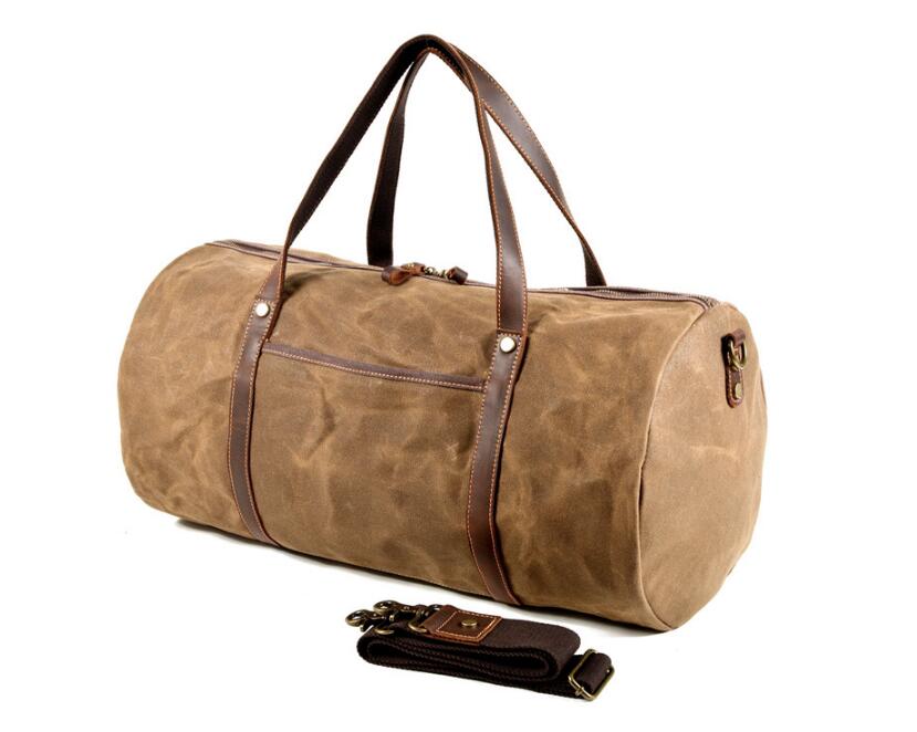 canvas weekend travel duffel bag Canvas duffel bag grey brown green and black – LeatherNeo