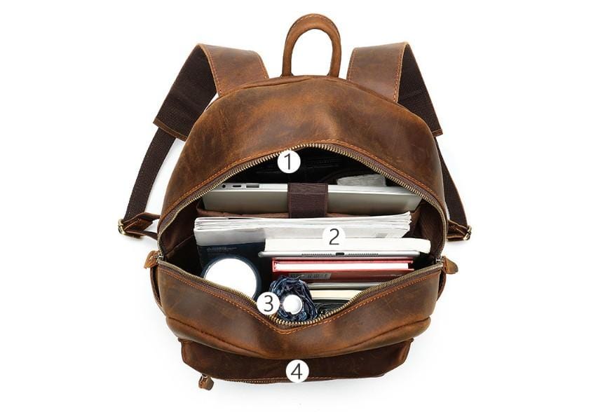 cute leather backpacks for high school Vintage Crazy Horse Leather Backpack for Men