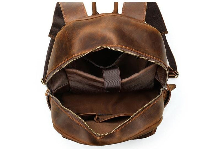 distressed brown womens high school leather backpack