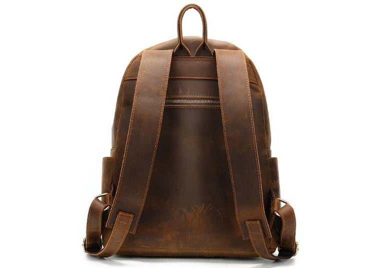 girls and boys brown leather high school backpack