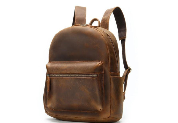 girls and boys brown leather high school backpack