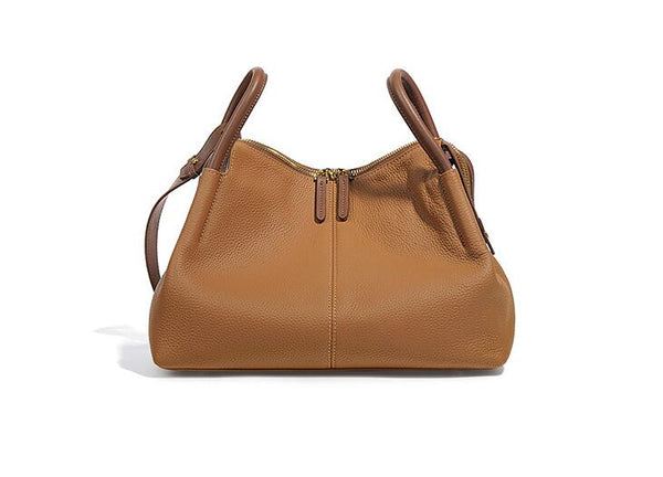 Brown Elegant Women's Leather Tote Crossbody Handbag