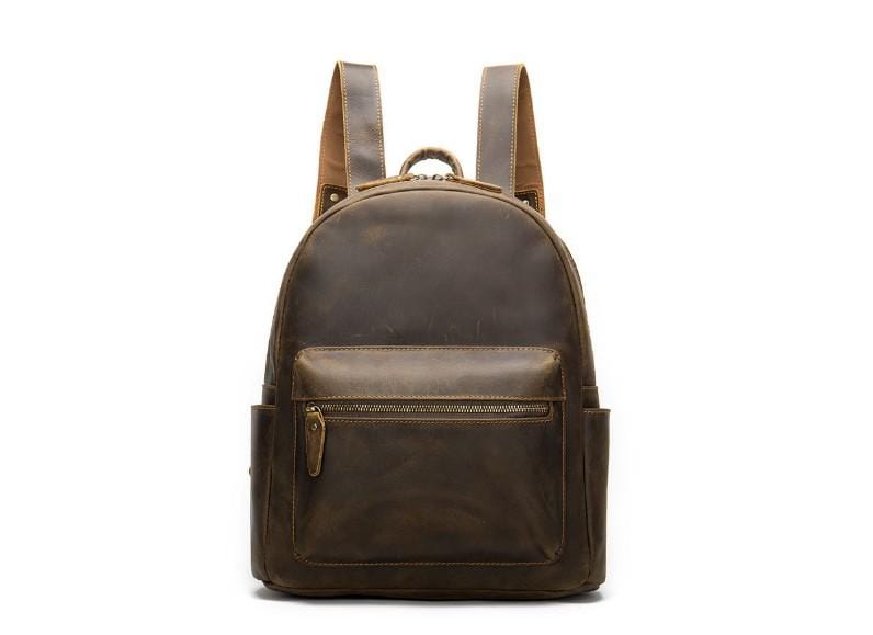 brown leather baby bag backpack Vintage Dark Brown Leather Backpack Diaper Bag Purse
