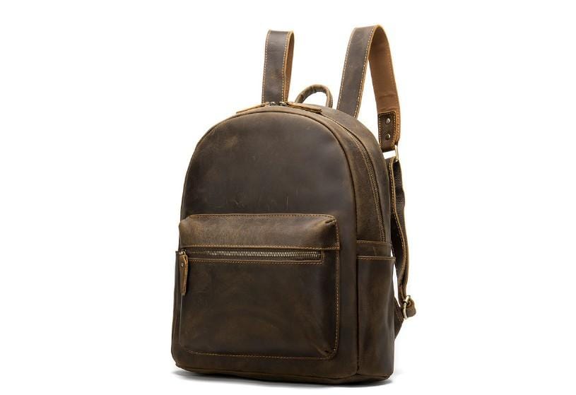 Vintage Dark Brown Leather Backpack Diaper Bag Purse