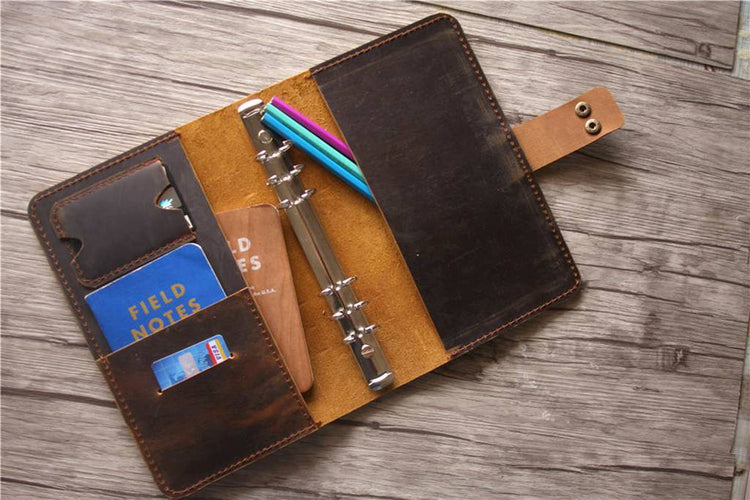 personalized leather planner notebook