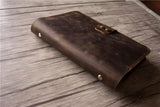 distressed brown leather planner notebook