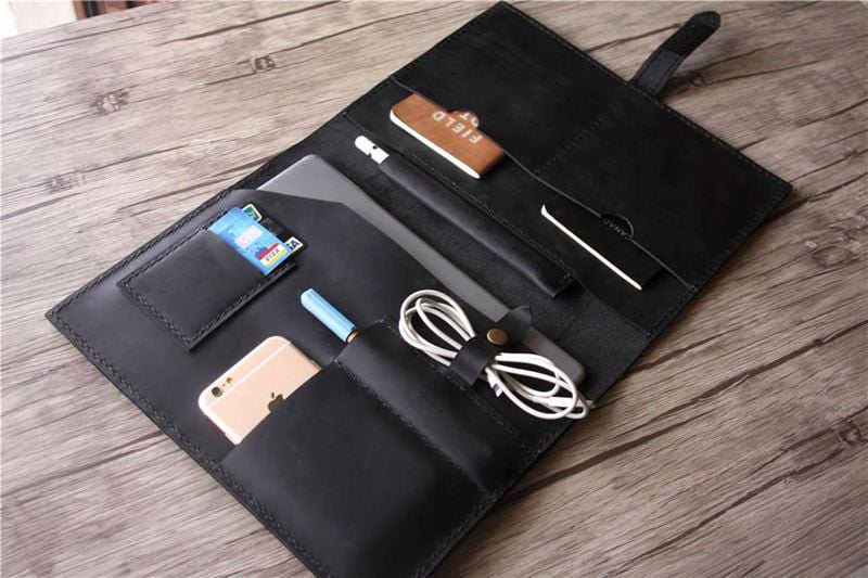 Engraved Black Leather Portfolio Case – LeatherNeo