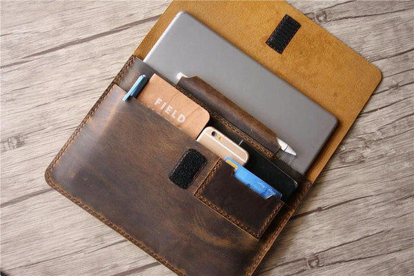 leather surface laptop sleeve 