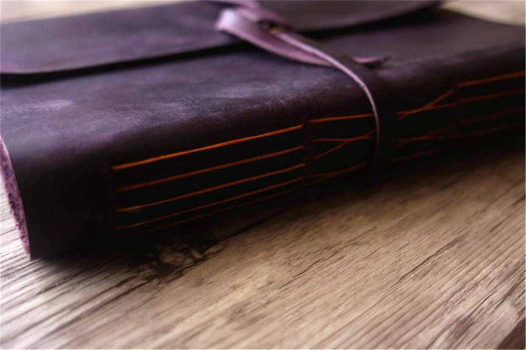 purple leather graduation guest book bound pattern