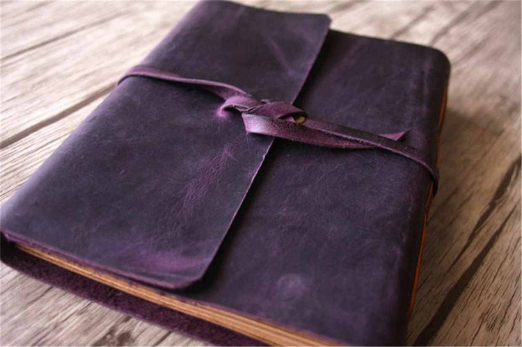 rustic engraved purple leather graduation guest book