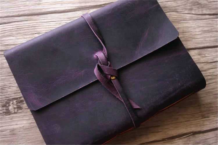 custom purple leather guest book