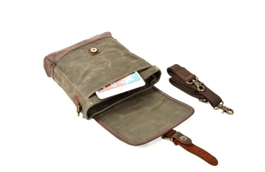 canvas leather messenger backpack Small Canvas Messenger Bag Crossbody Vintage, Army Green
