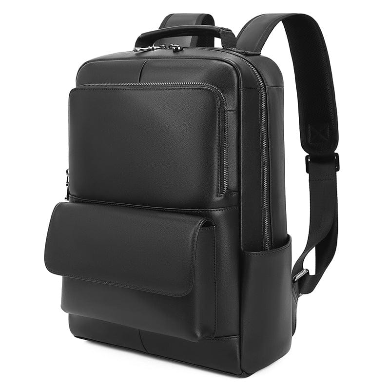 backpack computer bags leather Neutral Black Leather Laptop Backpack Wallet Bag – LeatherNeo