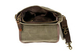 Umhängetasche aus gewachstem Segeltuch Schultertasche aus Leder