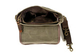 Waxed Canvas Messenger Bag Leather Shoulder Briefcase