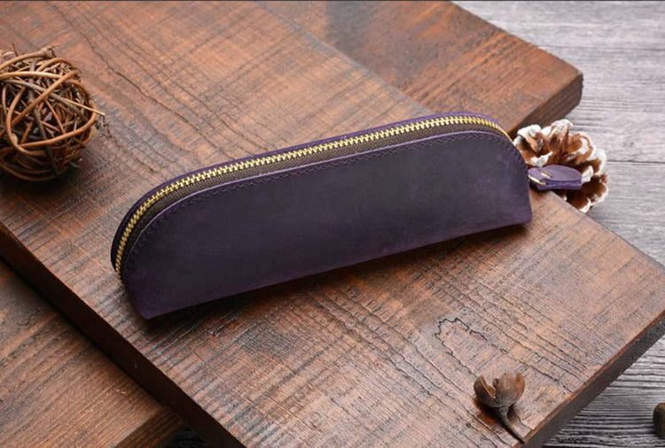 purple leather pen sleeve