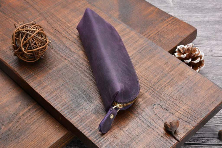 distressed leather pen pouch bag