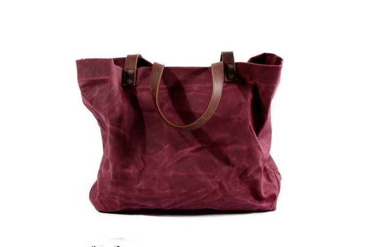red canvas tote bag