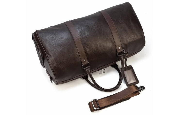 full grain leather weekender bag for luggage