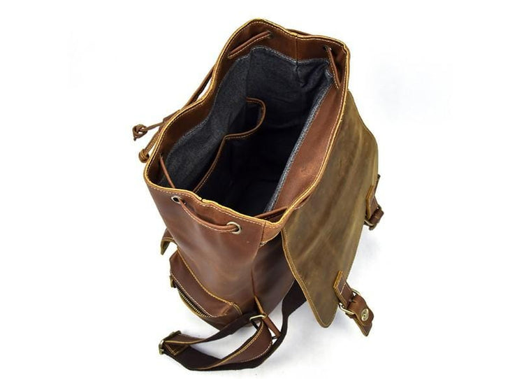 handmade womens rustic leather backpack purse