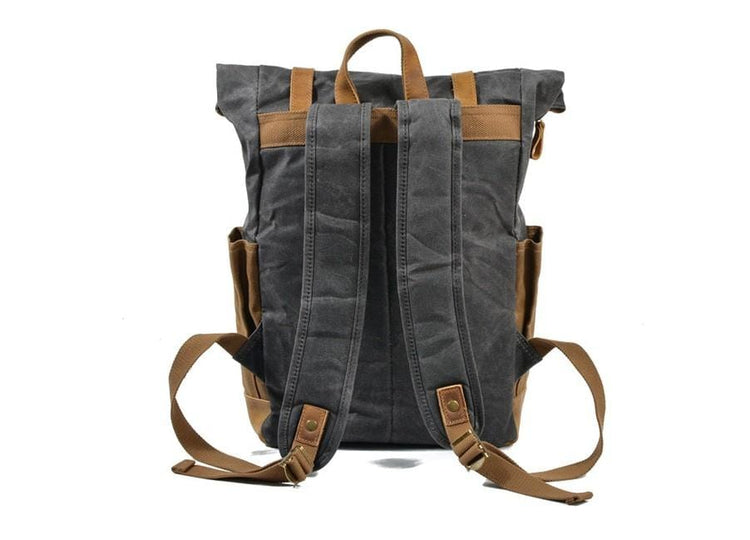 men's & women's grey waxed canvas backpack rucksack