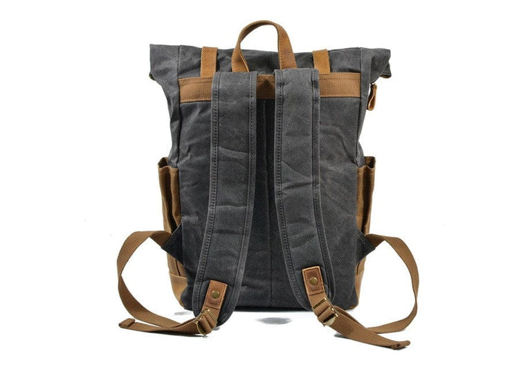 grey canvas leather backpack bag mens