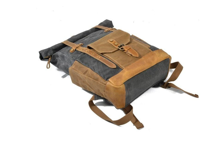 men's & women's grey waxed canvas backpack rucksack