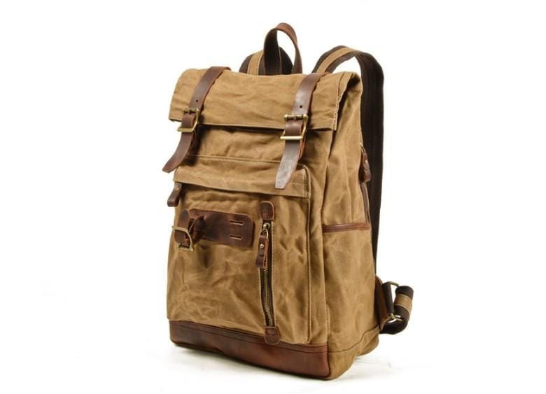 backpack purse for travel for mens Rustic Backpack – Durable, Vintage-Style Canvas Bag for Everyday Use Khaki