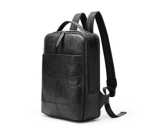 Travel Black Leather Backpack Purse Bag
