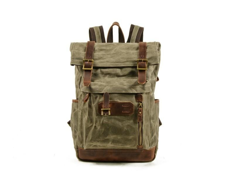 Small Leather Canvas Backpack Purse Bag