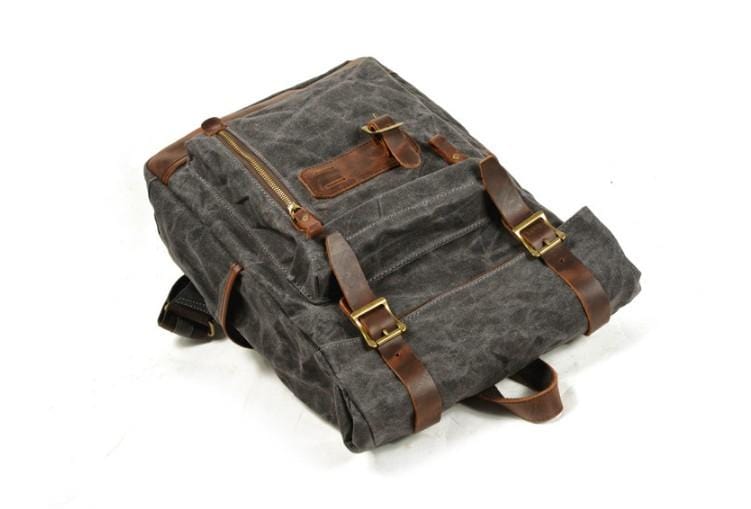 canvas leather backpack small Small Leather Canvas Backpack Purse Bag