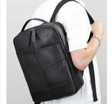 Full grain Travel Black Leather Backpack Purse Bag