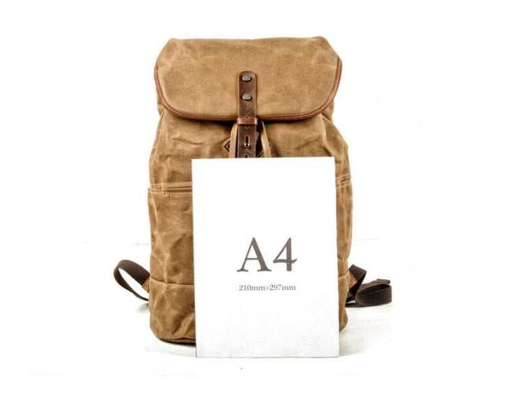 brown Canvas & Leather Backpack Bag 