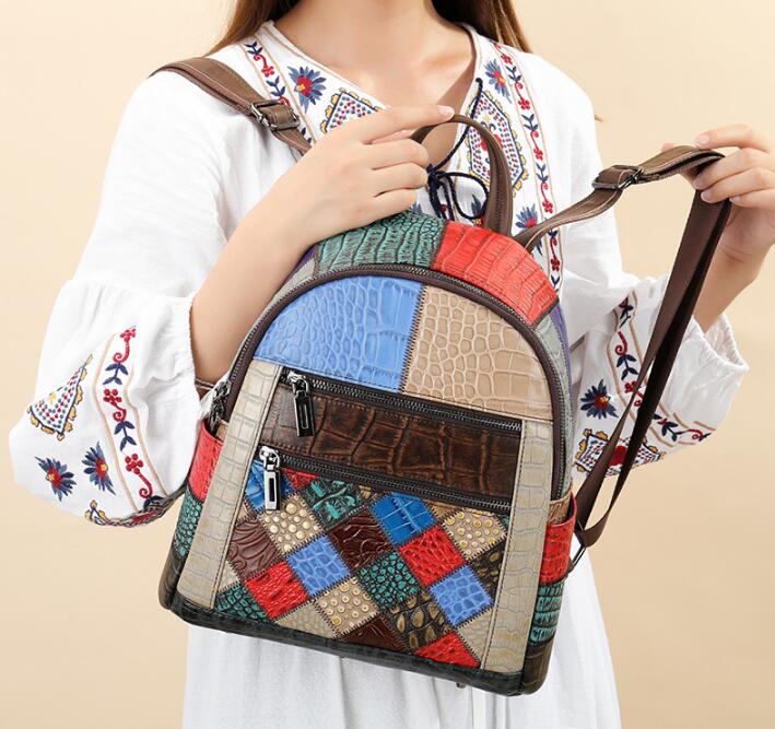 Women's Crocodile Print Shoulder Bag, Fashionable Mini Backpack