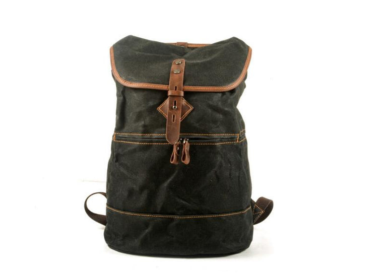 mens Canvas & Leather Backpack Bag 