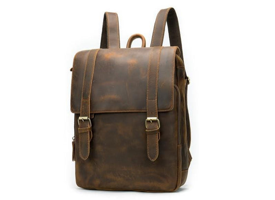 Women's Vintage Brown Leather Backpack Purse